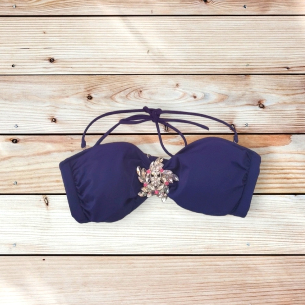 Victoria's Secret Purple Bandeau Bikini Top with Jewel Accent